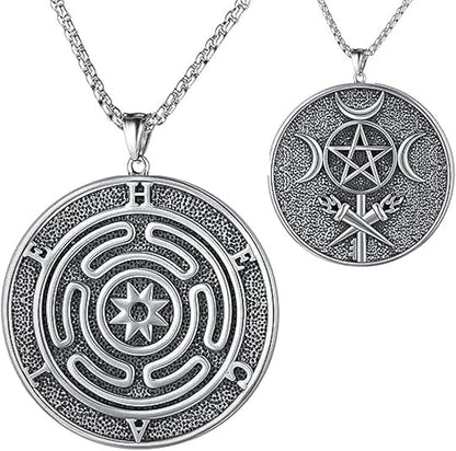 Stainless steel witch double-sided pendant