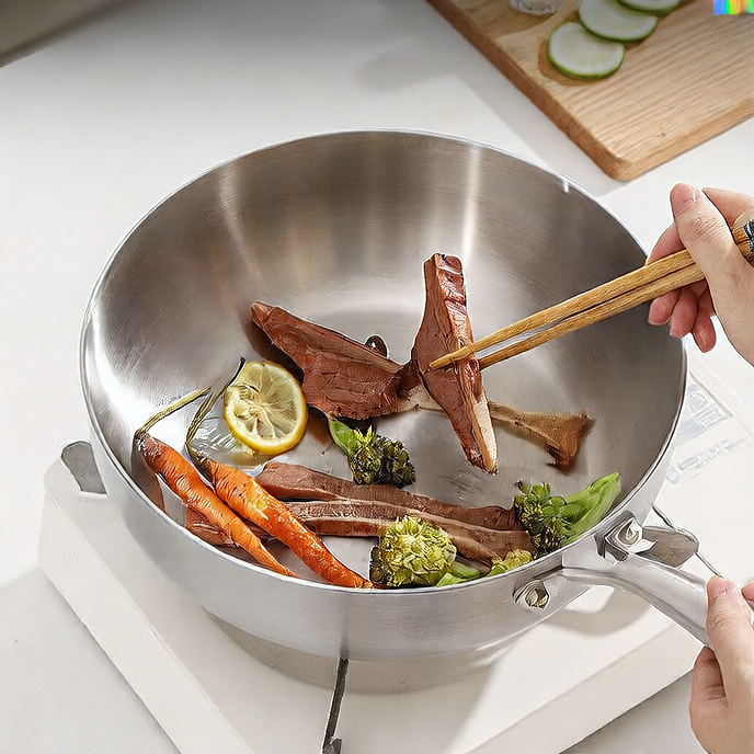 Stainless steel wok