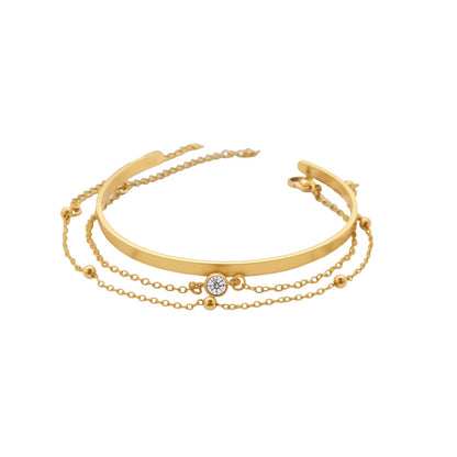 Stainless Steel Zircon Open Bracelet Jewelry