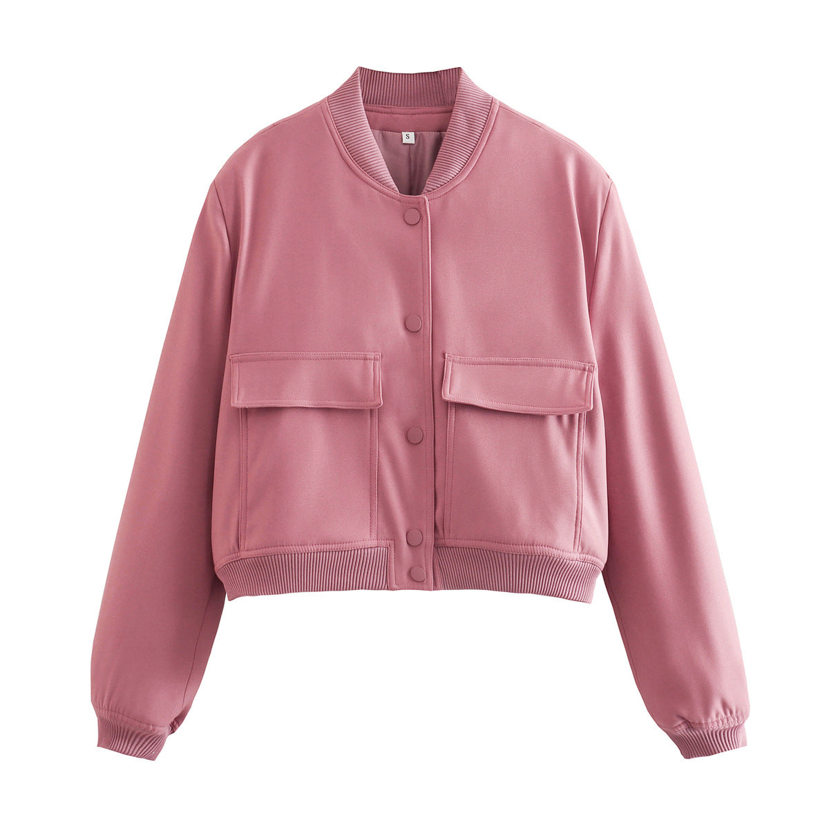 Stand collar double pocket jacket