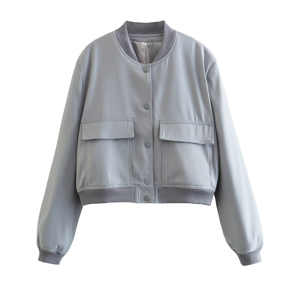 Stand collar double pocket jacket