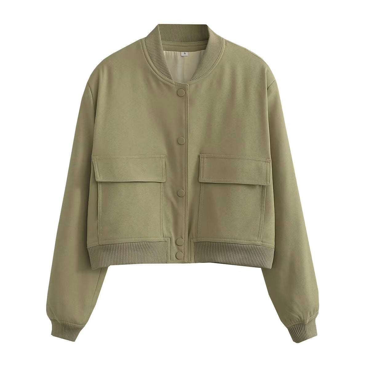 Stand collar double pocket jacket