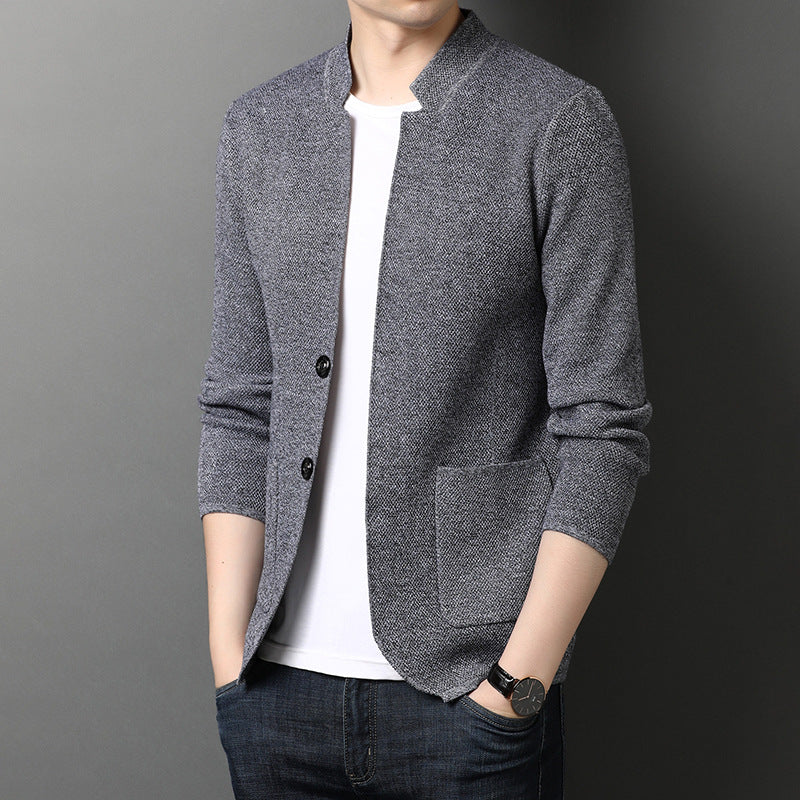 Stand Collar Knit Cardigan