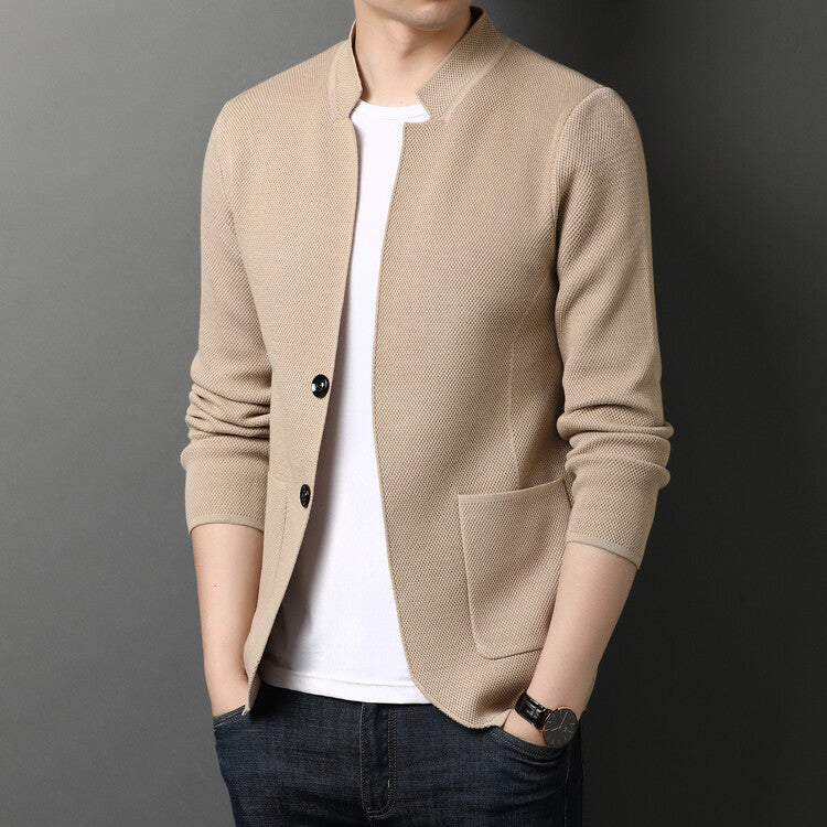 Stand Collar Knit Cardigan