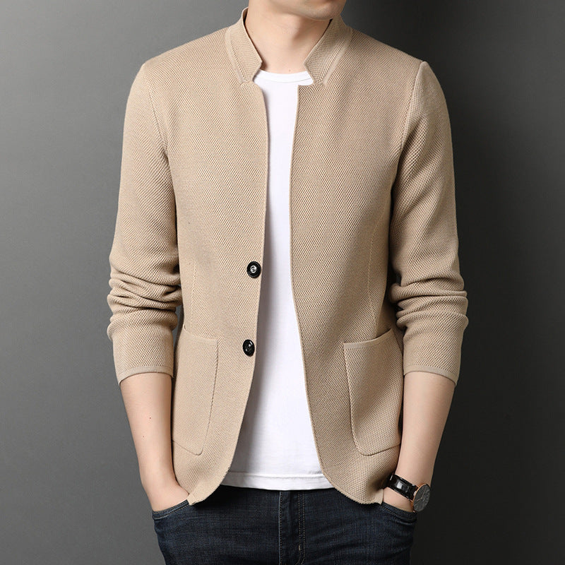 Stand Collar Knit Cardigan