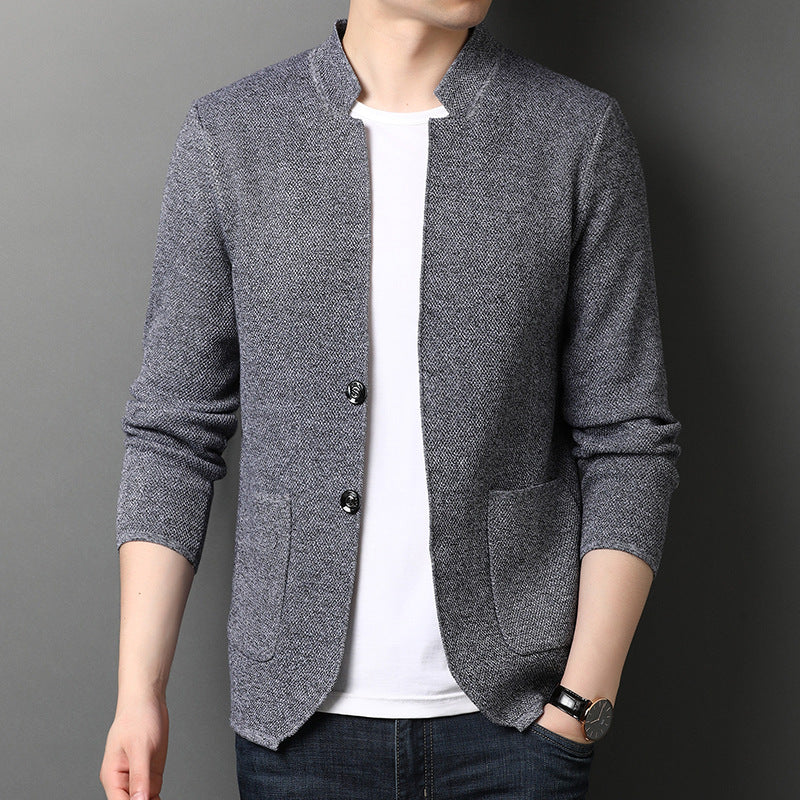 Stand Collar Knit Cardigan