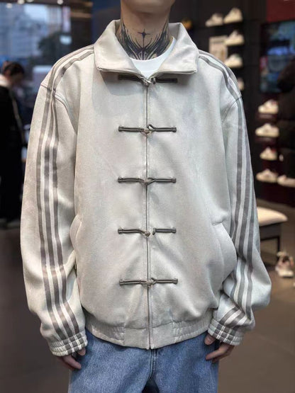Stand Collar Suede Jacket