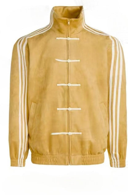Stand Collar Suede Jacket
