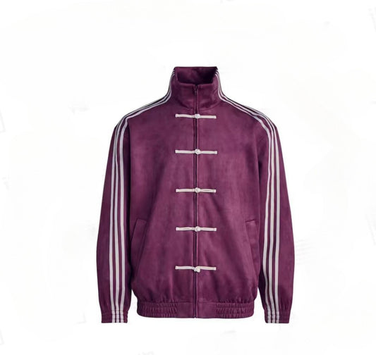 Stand Collar Suede Jacket
