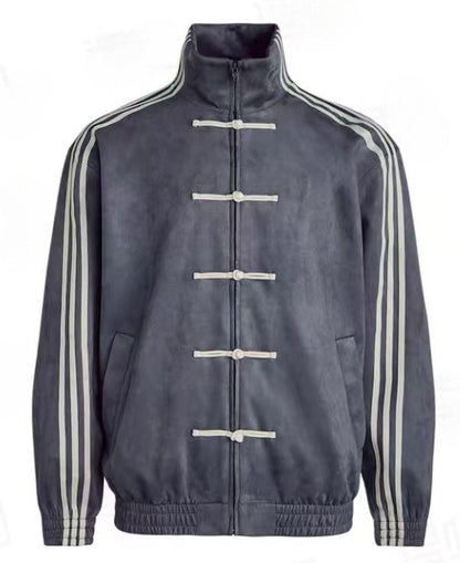 Stand Collar Suede Jacket