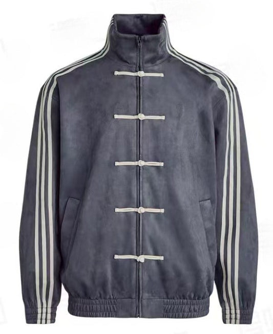 Stand Collar Suede Jacket