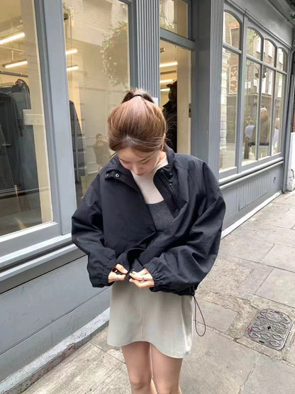 Stand Collar Zipper Windbreaker Jacket