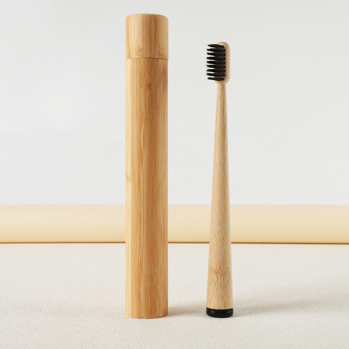 Stand-up bamboo toothbrush with large conical shape