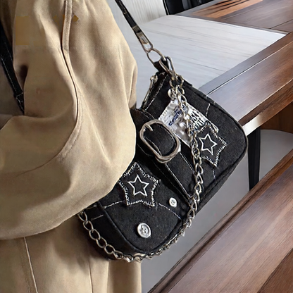 Star Denim Underarm Bag