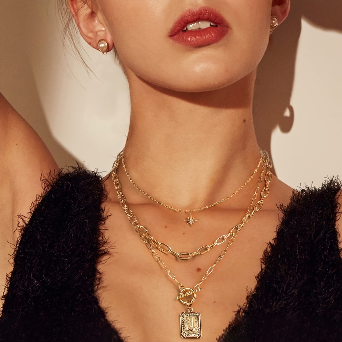 Star, moon, and letter necklace