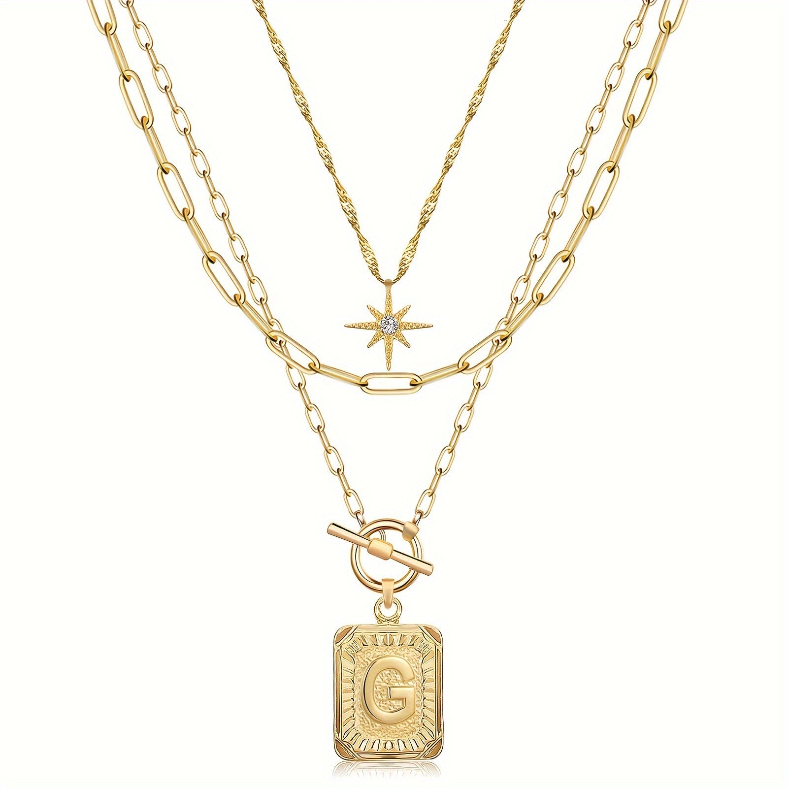 Star, moon, and letter necklace