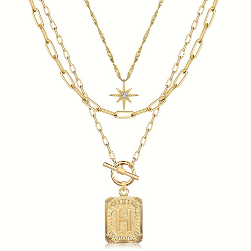 Star, moon, and letter necklace