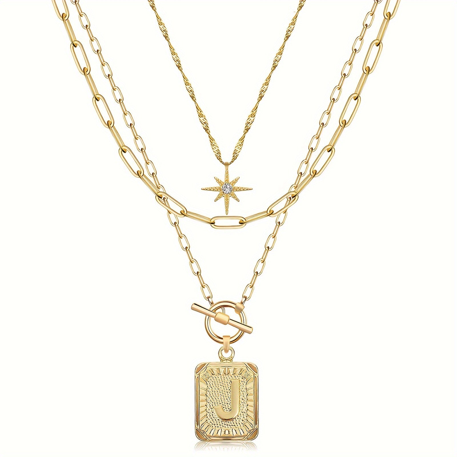 Star, moon, and letter necklace