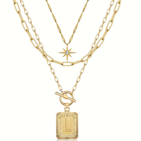 Star, moon, and letter necklace