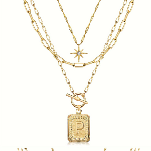 Star, moon, and letter necklace