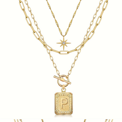 Star, moon, and letter necklace