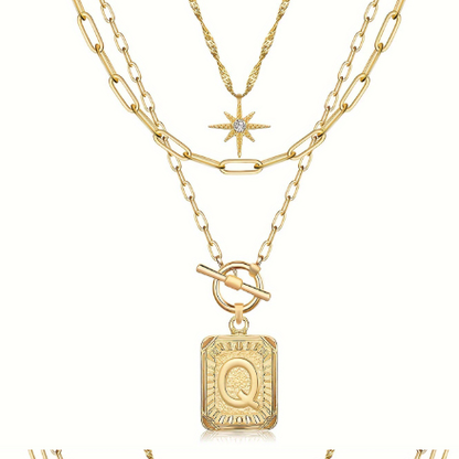 Star, moon, and letter necklace