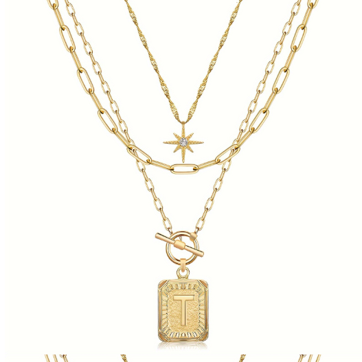 Star, moon, and letter necklace