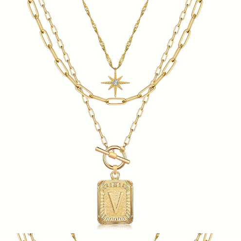 Star, moon, and letter necklace