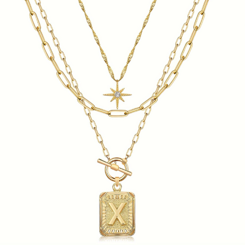 Star, moon, and letter necklace
