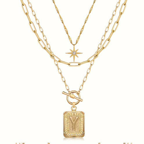 Star, moon, and letter necklace