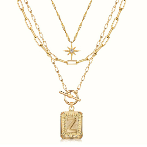 Star, moon, and letter necklace