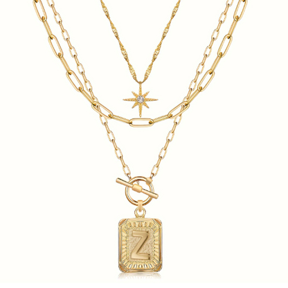 Star, moon, and letter necklace