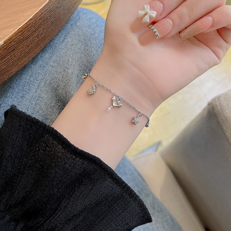 Star Moon Pearl titanium steel bracelet