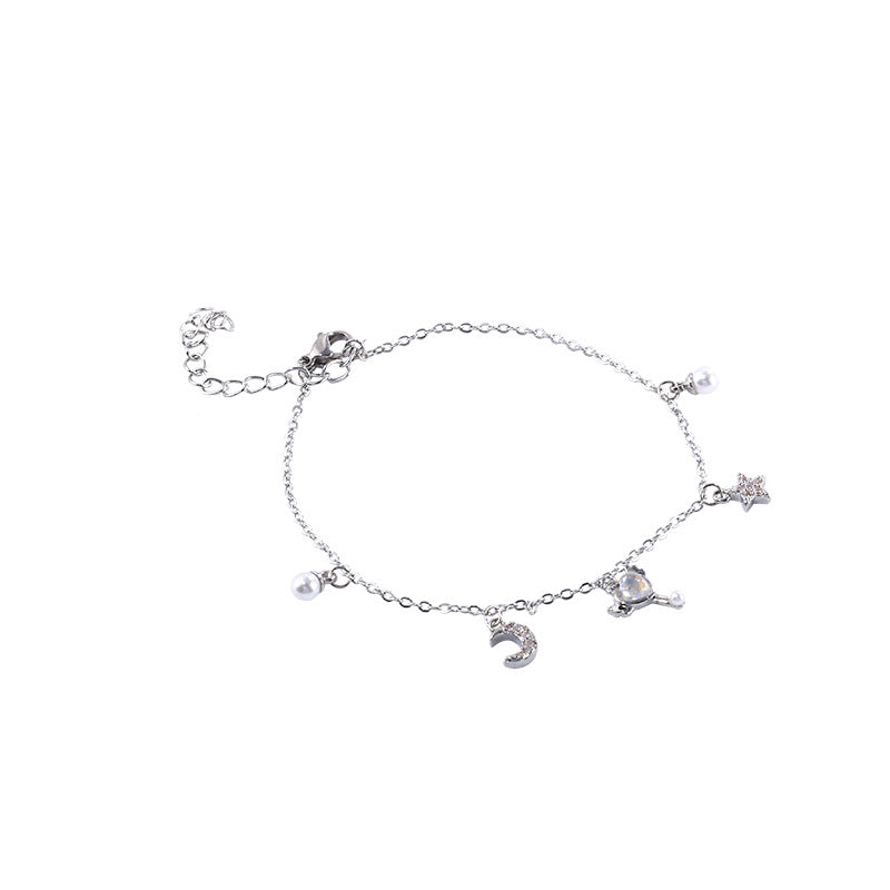 Star Moon Pearl titanium steel bracelet