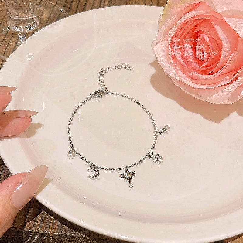 Star Moon Pearl titanium steel bracelet