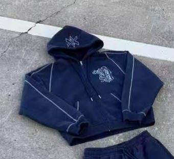 Star Print Zippered Hooded Sweatshirt