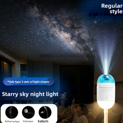 Star Projection USB Night Light with Customizable Discs