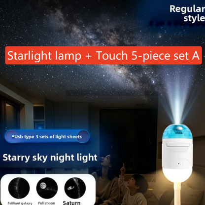 Star Projection USB Night Light with Customizable Discs