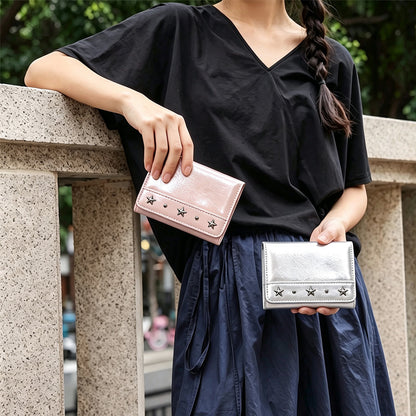 Star Rivet PU Leather Tri-Fold Wallet