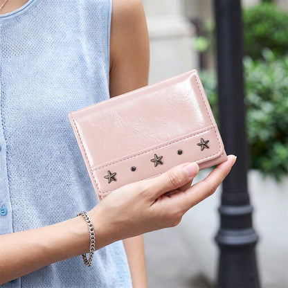 Star Rivet PU Leather Tri-Fold Wallet