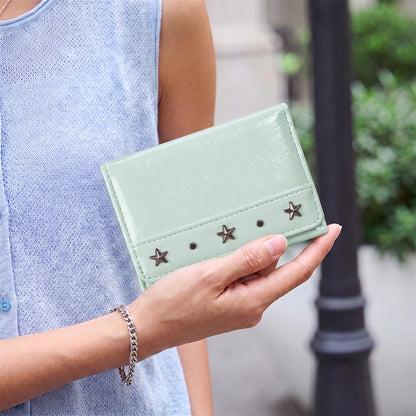 Star Rivet PU Leather Tri-Fold Wallet