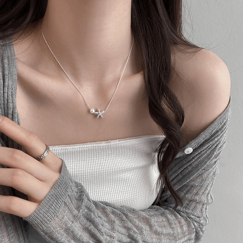 Starfish pearl necklace