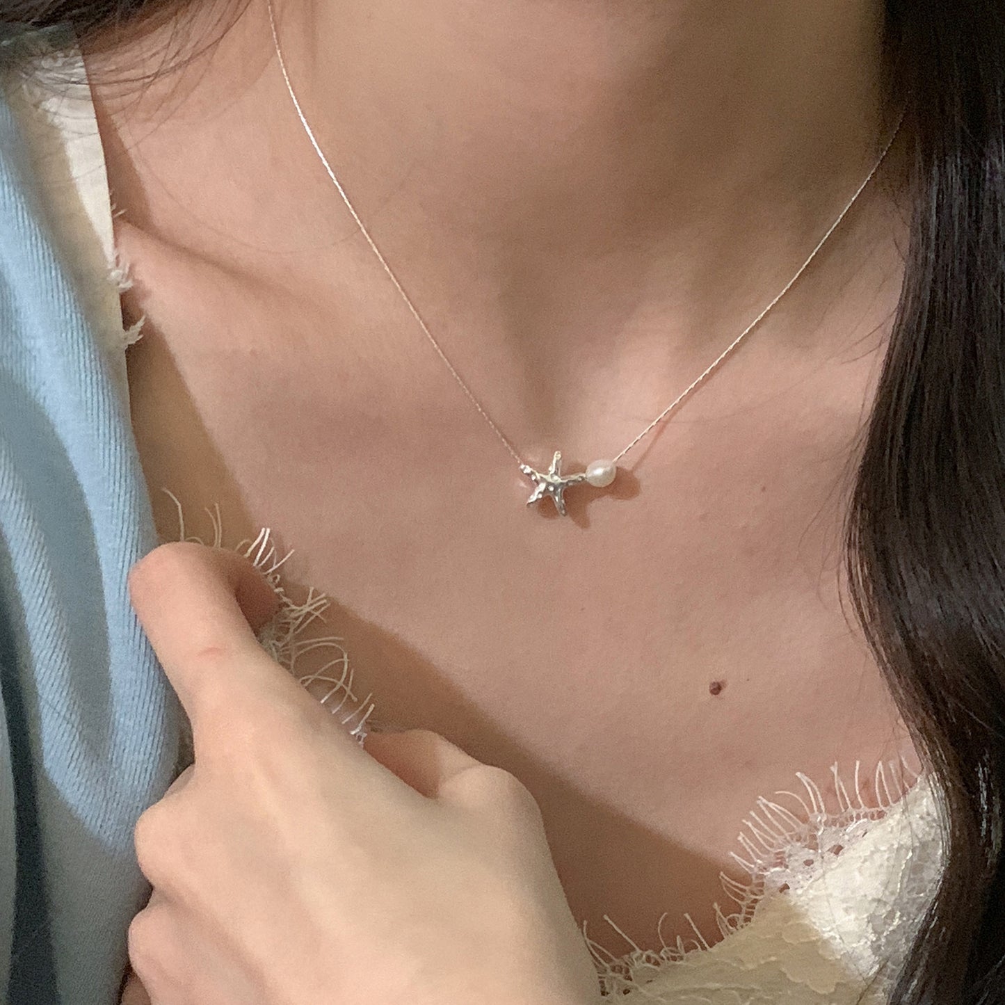 Starfish pearl necklace