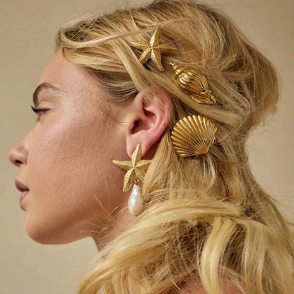 Starfish Shell Hair Clips