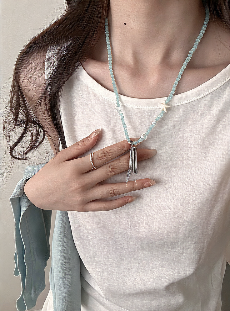 Starfish shell pearl necklace