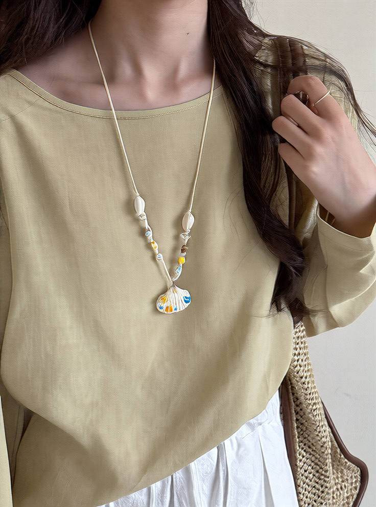 Starfish shell pearl necklace