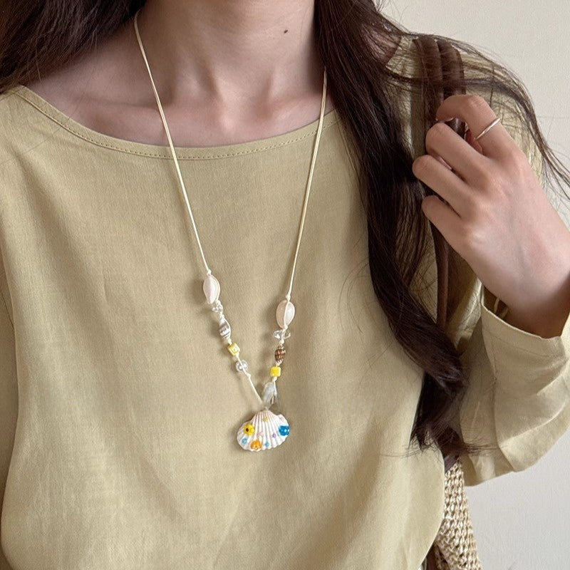 Starfish shell pearl necklace