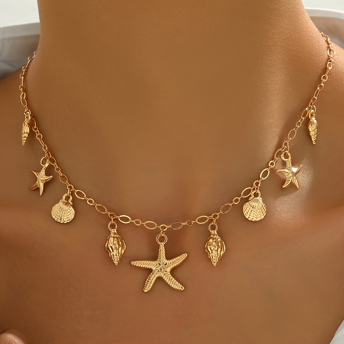 Starfish Shell Pendant Necklace