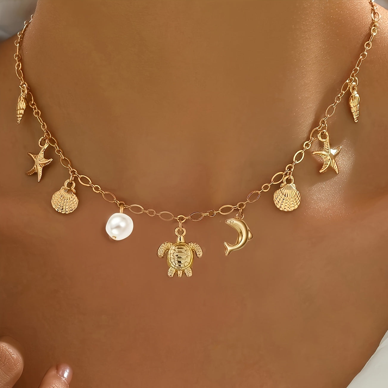 Starfish Shell Pendant Necklace