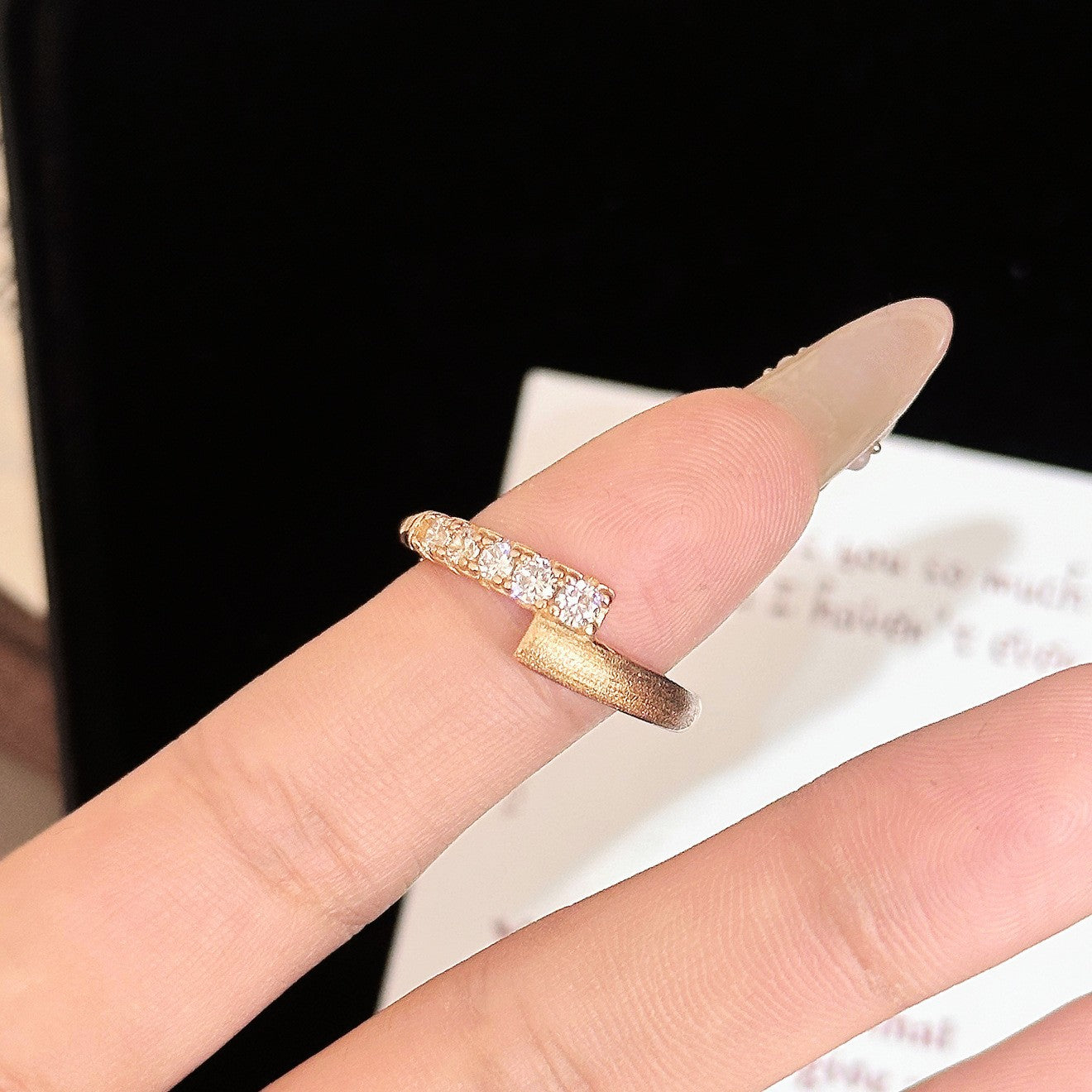 Starlight Brushed Ring with Unique Interwoven Star Orbit Band
